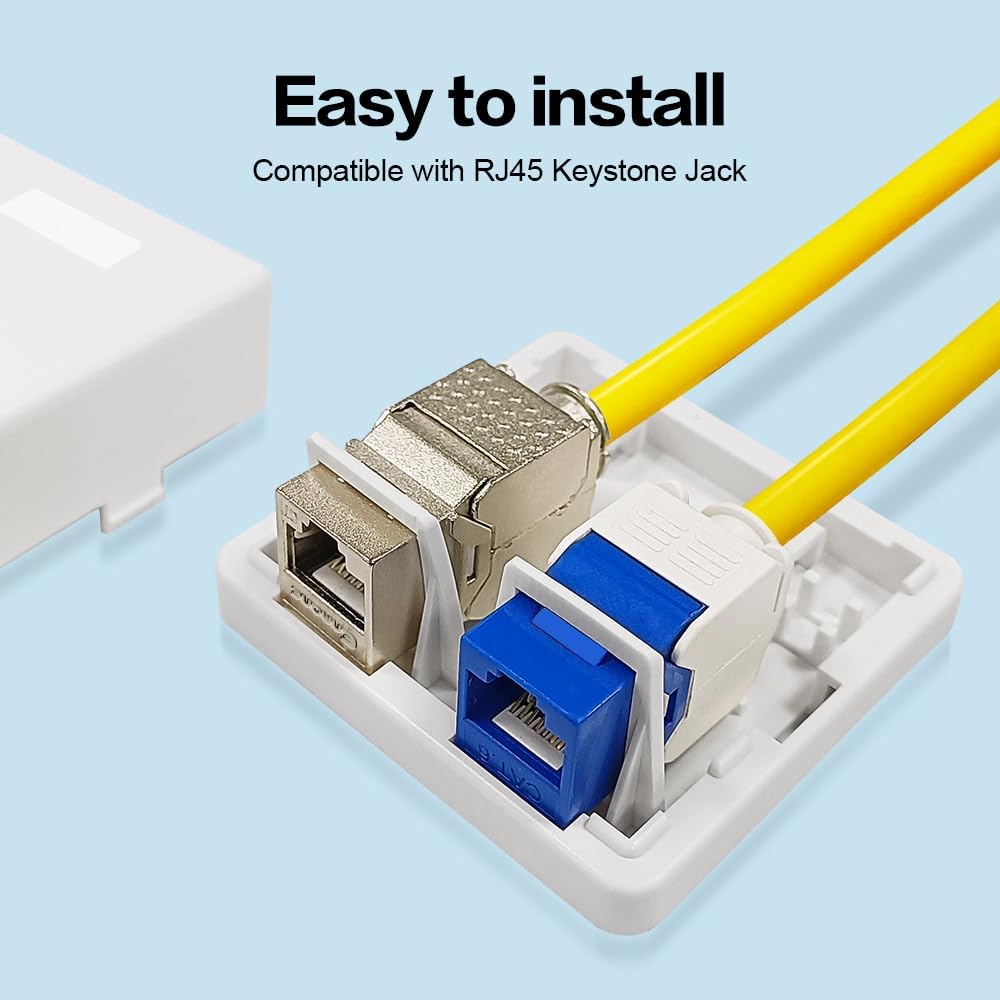 Keystone Jack Surface Desk Mount/Wall Mount Box,2-Port,5-Pack White