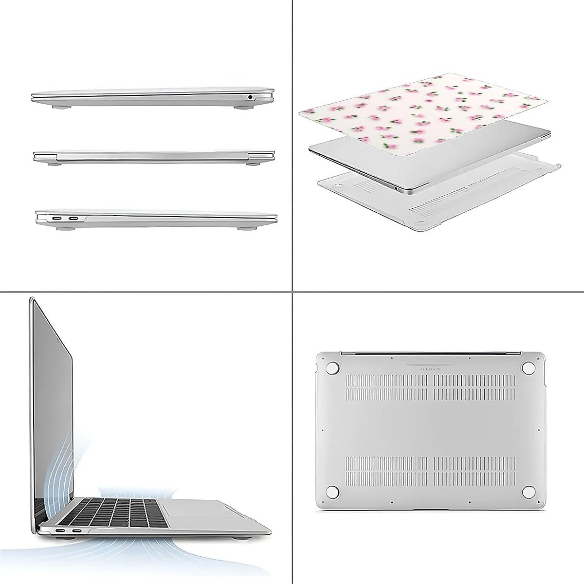 Compatible with MacBook Air 13.3 13.6 Inch Case 2022 2021 2020 2019 Plastic Hard Shell Case Cover,13.3 Pro(A1706/A1708/A1989/A2159/A2289/A2338), Pink Rose