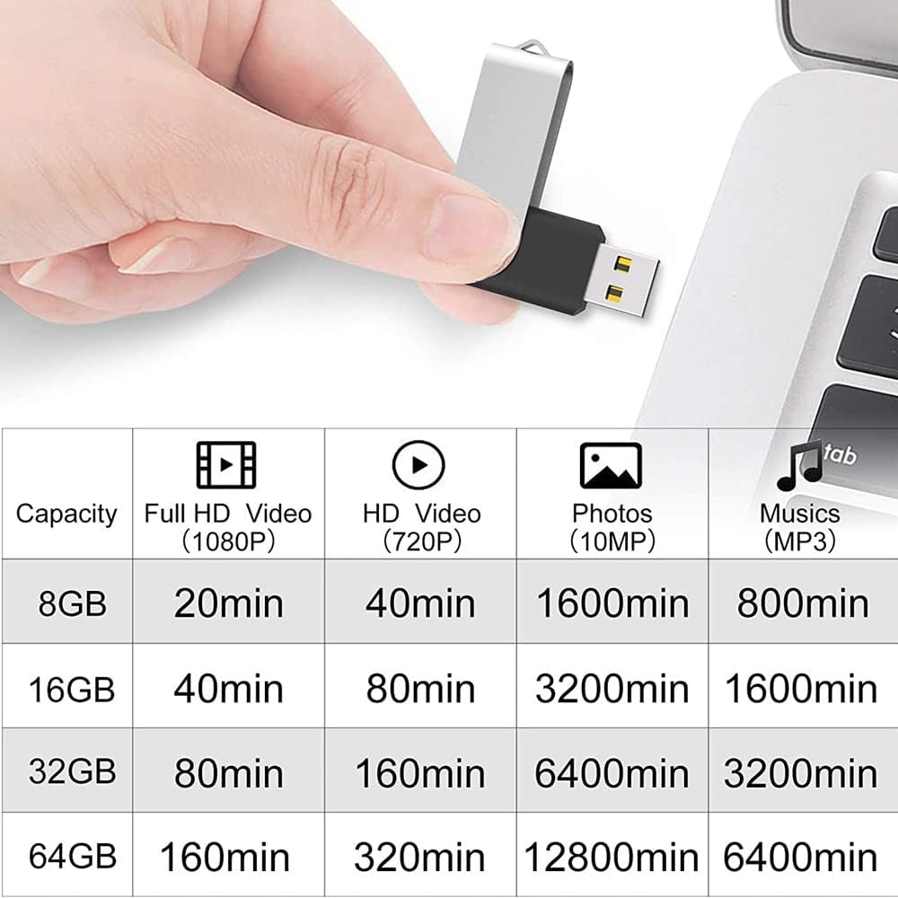 2 Pack 32GB USB Flash Drive USB 2.0 Thumb Drives Jump Drive Fold Storage Memory Stick Swivel Design - Black