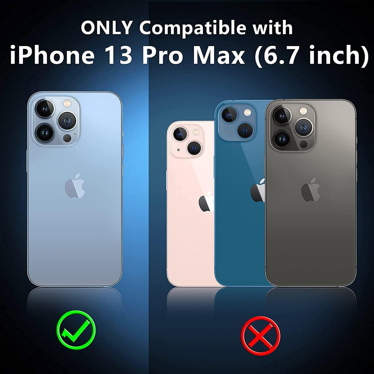 SPIDERCASE for iPhone 13 Pro Max Case, [Crystal Clear Not Yellowing], Slim Thin Phone Case Cell Phone Case & Cover Bundles, Blue/Clear