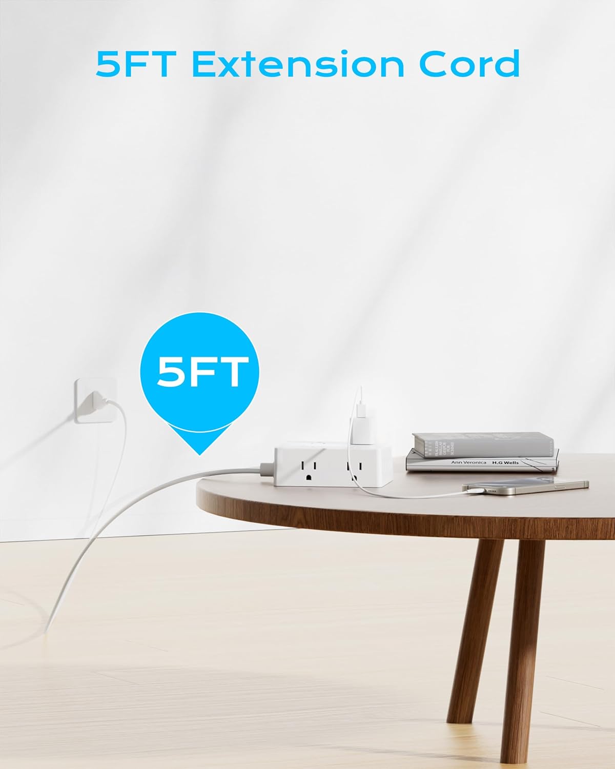 Italy Travel Plug Adapter, Olcorife US to Italy Type L Plug Adapter, International Power Strip with 8 Outlets and 4 USB(1 USB-C), 5 FT Cord for Italy Chile Ethiopia Libya