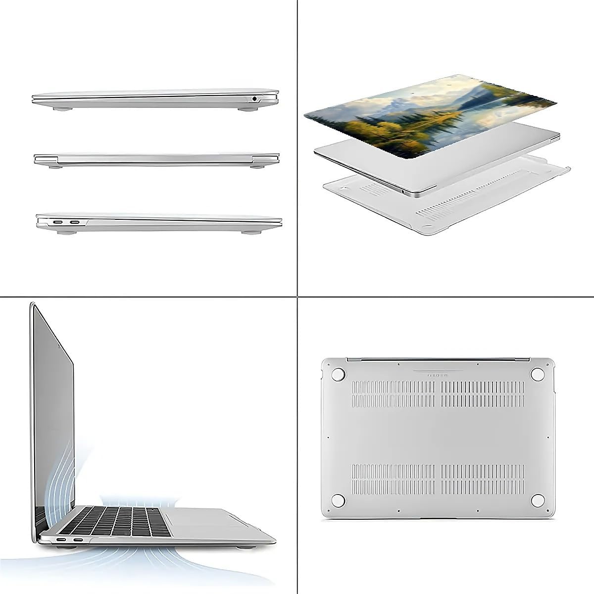 Compatible with MacBook Air 13.3 13.6 Inch Case 2022 2021 2020 2019 Plastic Hard Shell Case Cover,13.3 Air (A1932/A2179/A2337), Mountains and Trees
