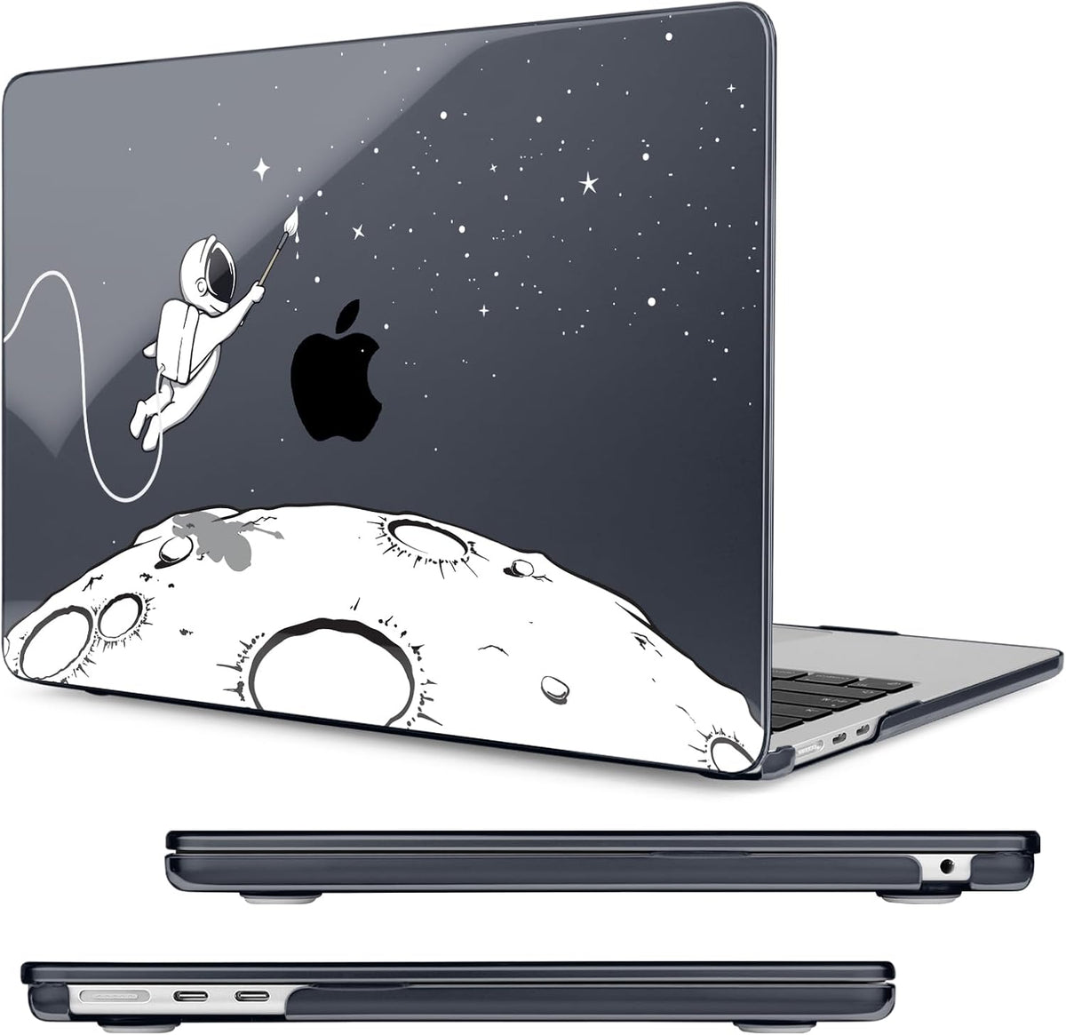 Compatible with MacBook Air 15 inch Case, M4 A3241/M3 A3114/M2 A2941 (Released 2025 to 2023), Hard Shell, Keyboard Cover, Screen Protector, Webcam Cover & Type-C Adapter, Astronauts Stars