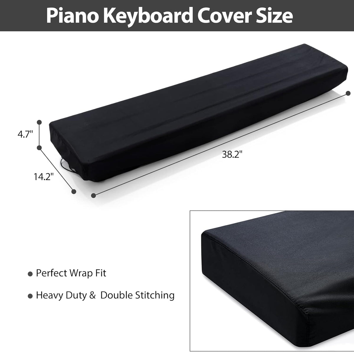61 Keys Piano Keyboard Dust Cover, Adjustable Electric Piano Keyboard Covers for Digital Electric Pianos, Full Cover Elastic Lock Music keyboard Protector Cover - Black