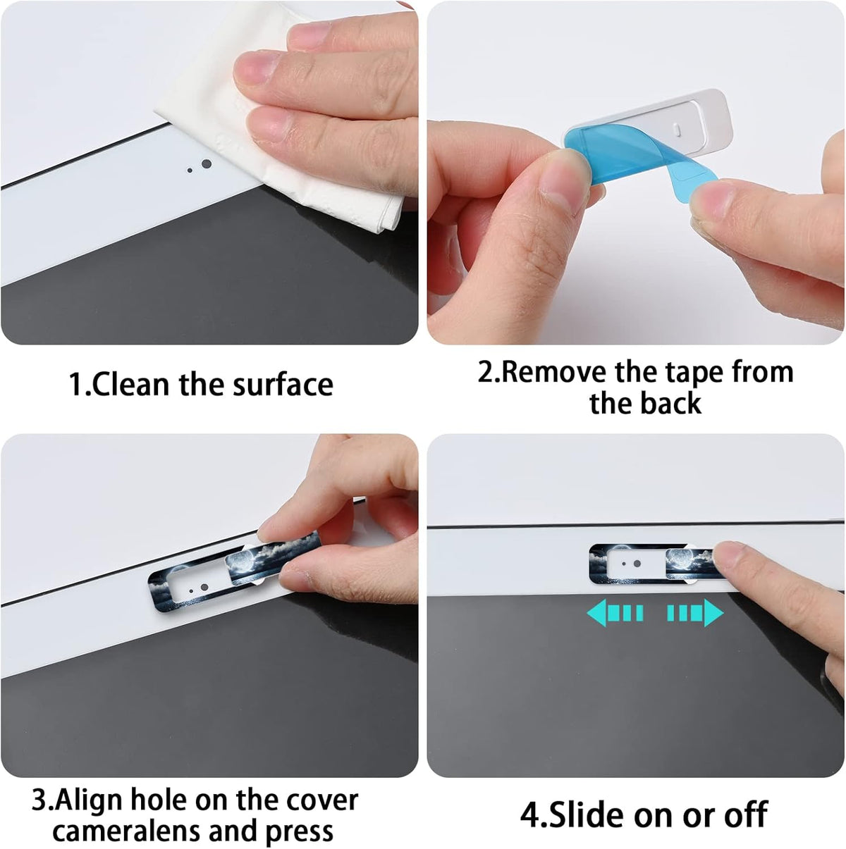 Webcam Cover, 3 Pieces, Laptop Camera Cover, Privacy Shielding Capacity is Twice as Big as The Traditional, Suitable for Computer Mobile Phones, laptops, Tablets and so on (Moon by The sea)