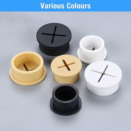 BOPOREAE Desk Grommet, 1 in 25 mm Black 15 Pcs Silicone Rubber Grommets