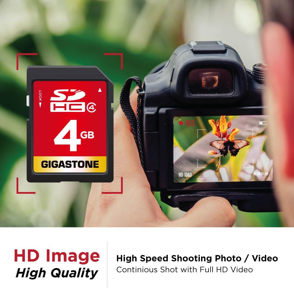 GIGASTONE 4GB SD Card 10-Pack SDHC Class 4 Memory Card for Photo Video Music Voice File DSLR Camera DSC Camcorder Recorder Playback PC Mac POS (Pack of 10)