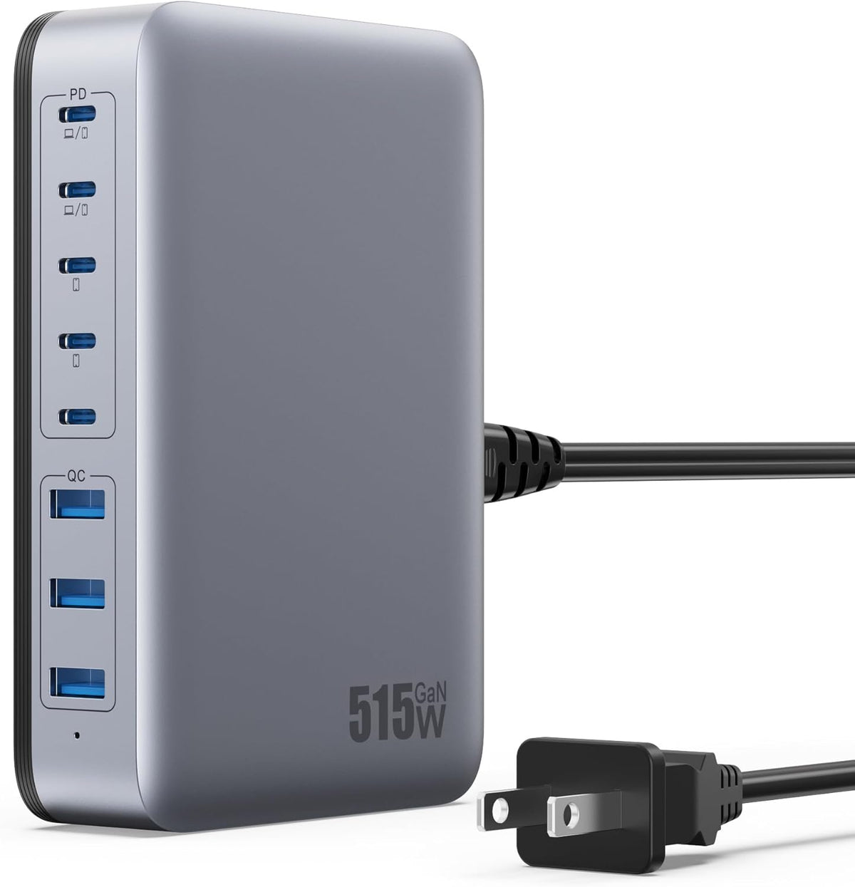 USB C Charger Block 515W[2025 Upgraded] GaN IV 8 Port Fast Charging Station Hub,Dual PD 100W USB C Laptop Charger Compatible with MacBook Pro/Air,iPad,iPhone 16/15,Galaxy S23/S24 Steam Deck Dell XPS