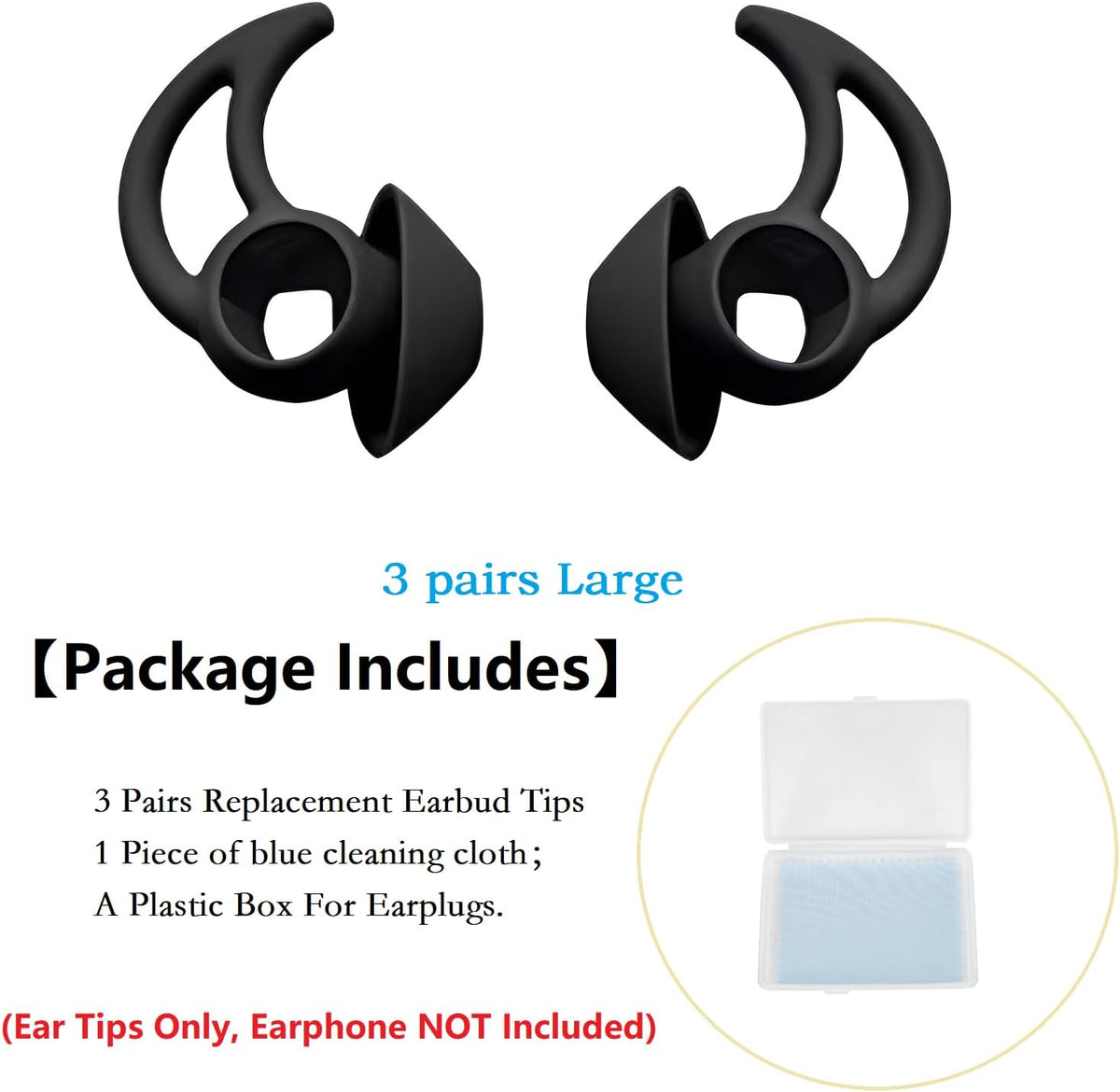 Earbud Tips 3 Pairs Large Compatible with Bose QuietComfort Earbuds and Sport Earbuds