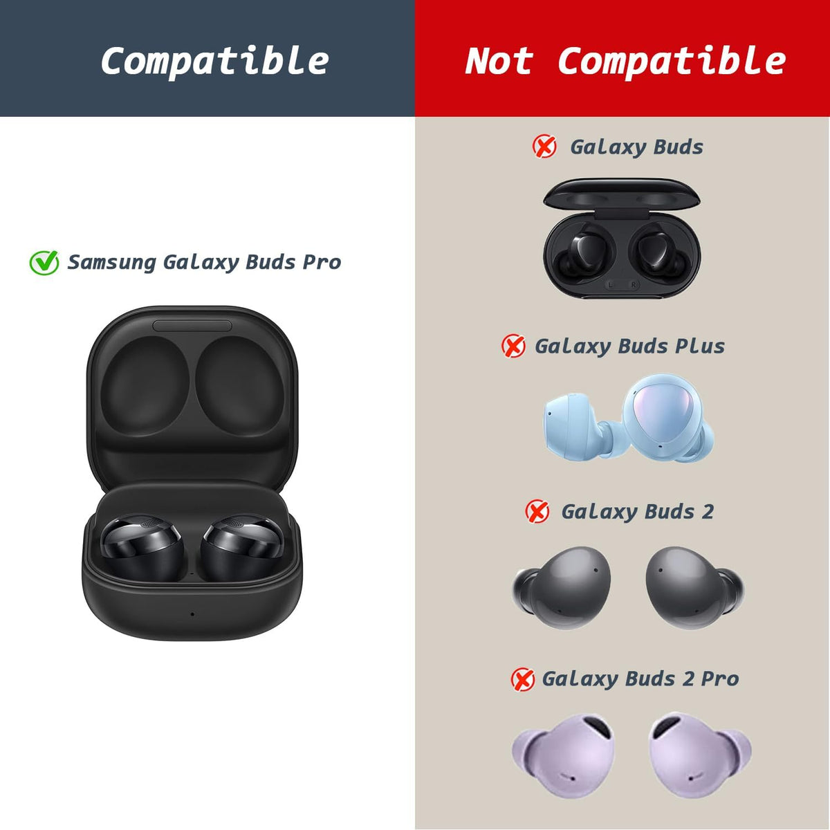 6 Pairs Replacement Eartips for Samsung Galaxy Buds Pro Headphones, Silicone Tips Earbuds Eartips Set, L/M/S Earplug Replacement Accessories (Purple, with Pen)