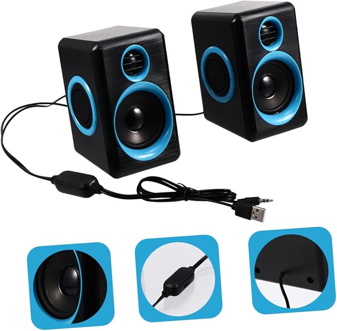 NUOBESTY Mini USB 2.0 Laptop Speaker for Desktop Computer Compact Multimedia PC Speaker with Dc5v Power Portable Small Sound Box Suitable for Office and Home Use