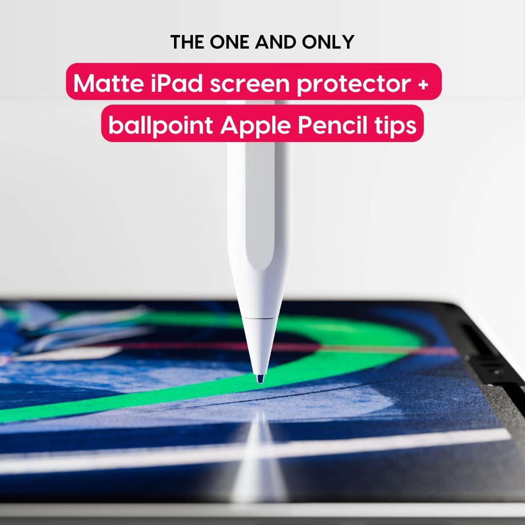 Astropad Rock Paper Pencil v2.0 – Paper Screen Protector for iPad Air 11-in (M2, 2024) & (M3, 2025) & iPad 10.9-in. (10th & 11th Gen) + Apple Pencil Tips 2 Pack – Compatible with Apple Pencil 1st and 2nd Gen