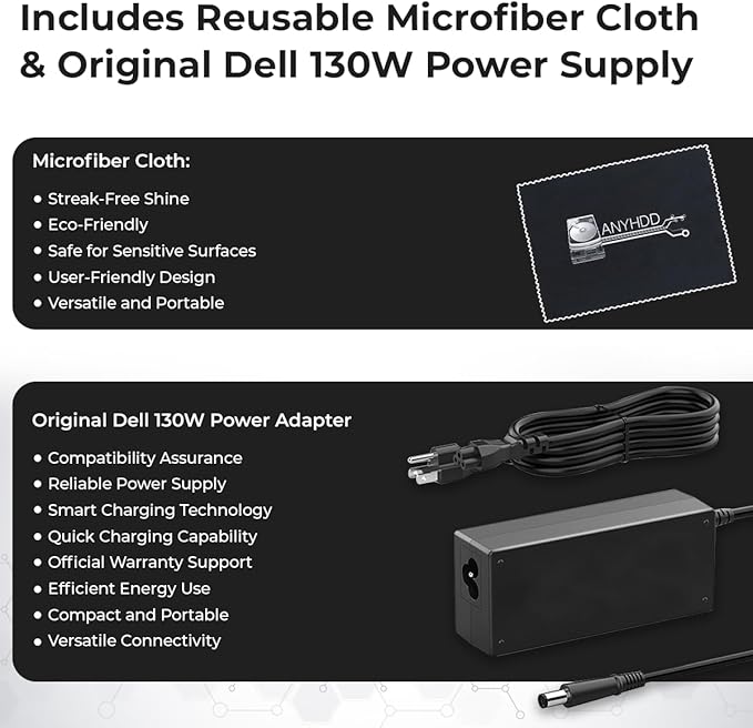 Dell WD19S Docking Station 130W (90W Power Delivery) Dell Docking Station for Laptop with 130W Power Adapter + HDMI + DisplayPort + USB-C Cable + Microfiber Cloth (Renewed)