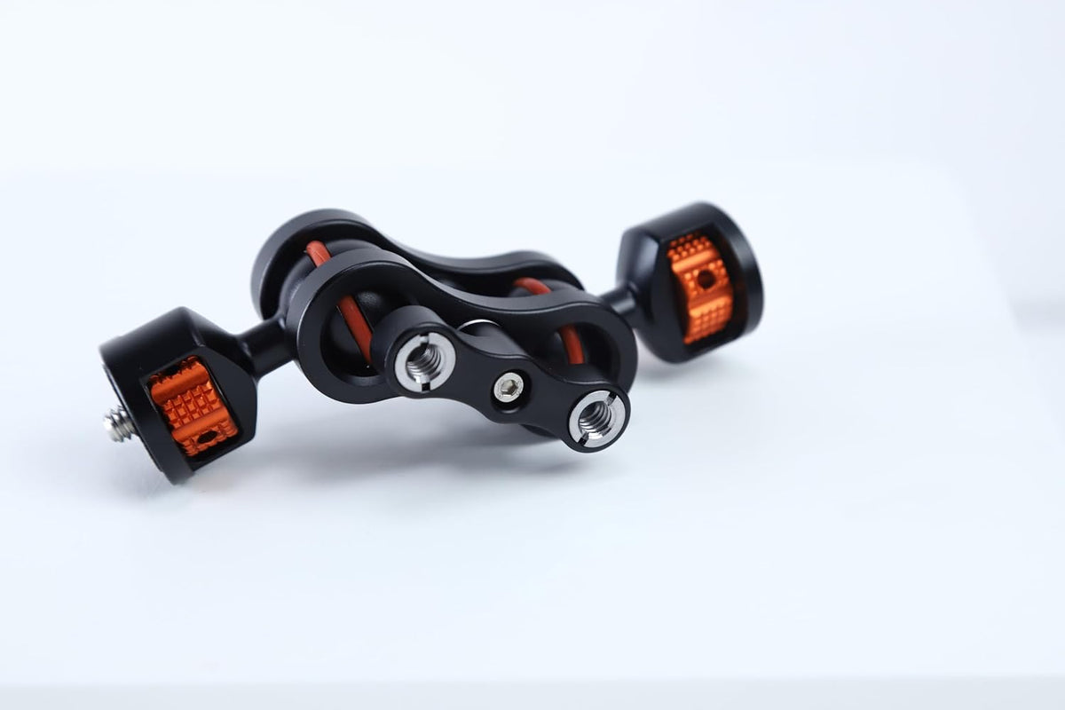 AFEFT 1/4" 360 Articulating Magic Arm with Double Ball Heads, Screw Mount with Non-Slip Rubber Rings, Swivel Monitor