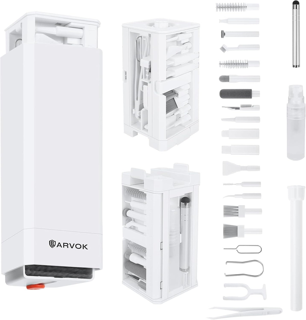 ARVOK Phone and Laptop Cleaning Kit, 32 in 1 Computer Laptop Cleaner Kit, Multi-Function Electronic Cleaner Kit for Earbuds, Cellphones, Keyboard, Screens, Camera Lens, Chargers, Electronics Devices