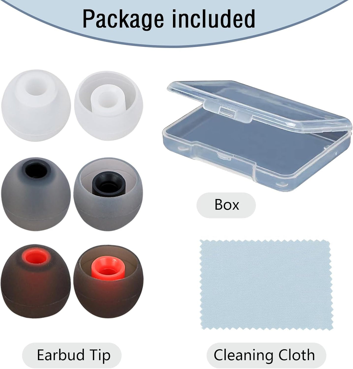 Earbud Replacement Tips Silicone Earbud Tips Earbud Covers Fit for in-Ear Headphones (Inner Hole 3.8mm -5.1mm) Ear Tips Earbud Rubber Tips 9 Pairs S/M/L