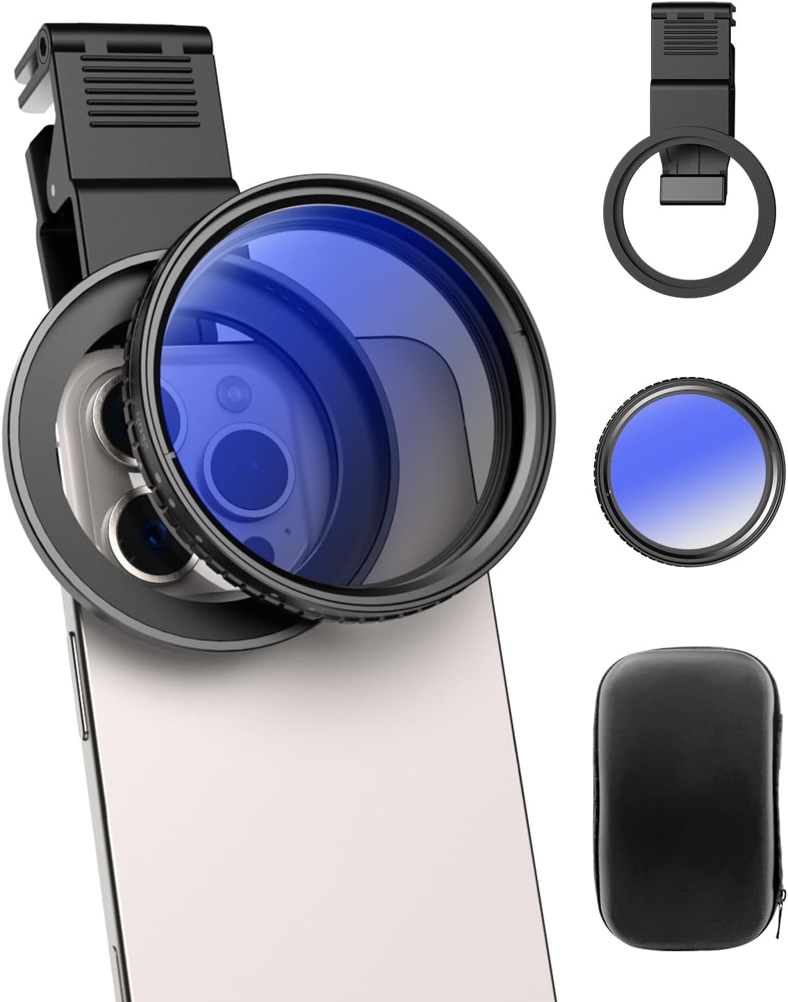 67mm Variable ND2-400 Filter for iPhone/DSLR - Phone Neutral Density Lens Attachment with Universal Clip, Compatible with iPhone 16/15/14/13 Pro Max, Samsung Galaxy, Huawei, etc.