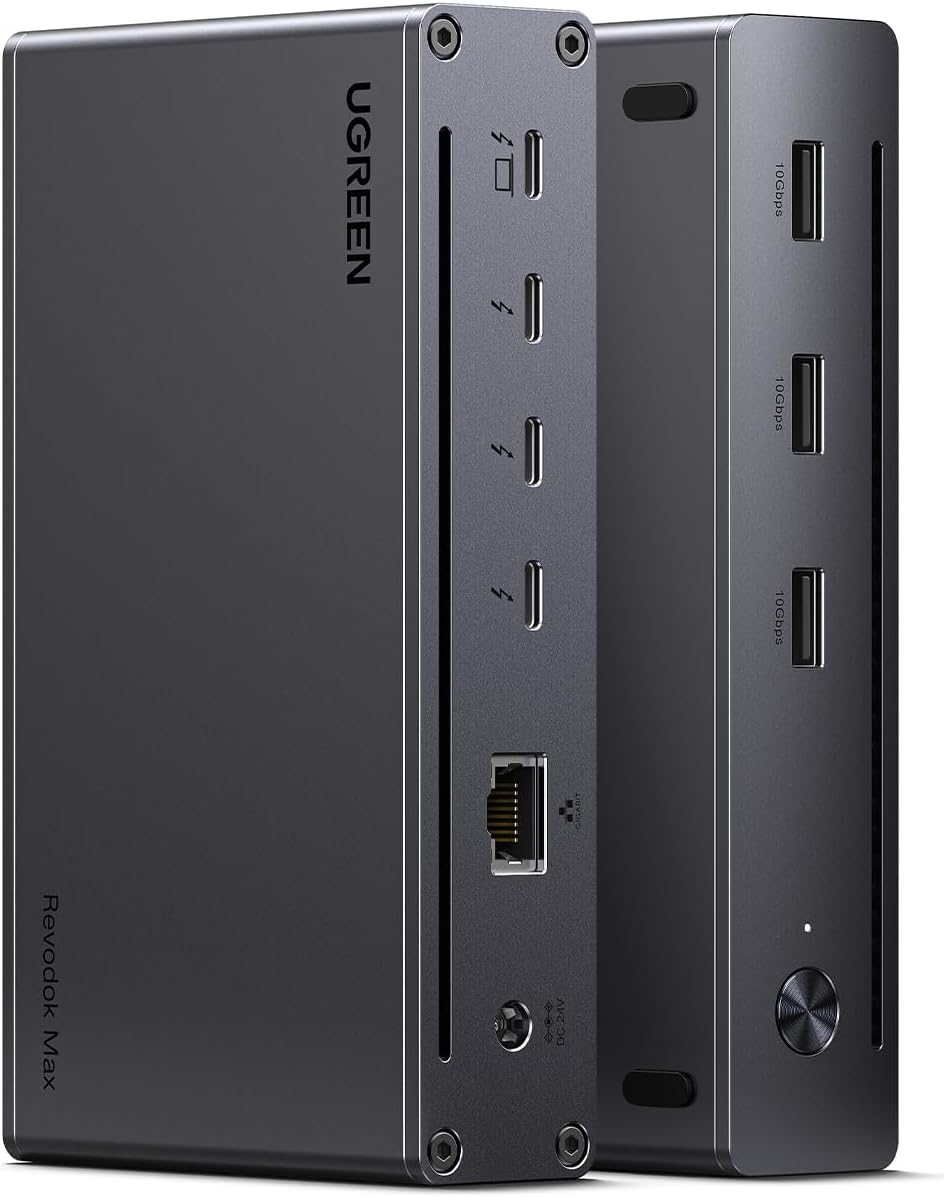 UGREEN Revodok Max 208 Thunderbolt 4 Dock 8-in-1 40Gbps TB4 Hub 3 x TB 4 Dual 4K@60Hz or Single 8K Display, 85W Charging, Gigabit Ethernet, 3 x USB A 3.2 for Mac M1/M2/M3/M4 Pro/Max