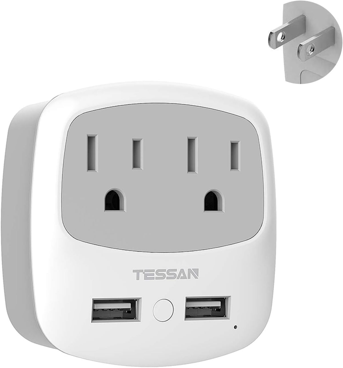 TESSAN US to Japan Plug Adapter, 2 Prong to 3 Prong Outlet Adapter with Two AC Outlets 2 USB Ports, Travel Power Adaptor for USA to Japanese Tokyo Canada Mexico Philippines Peru Colombia, Type A