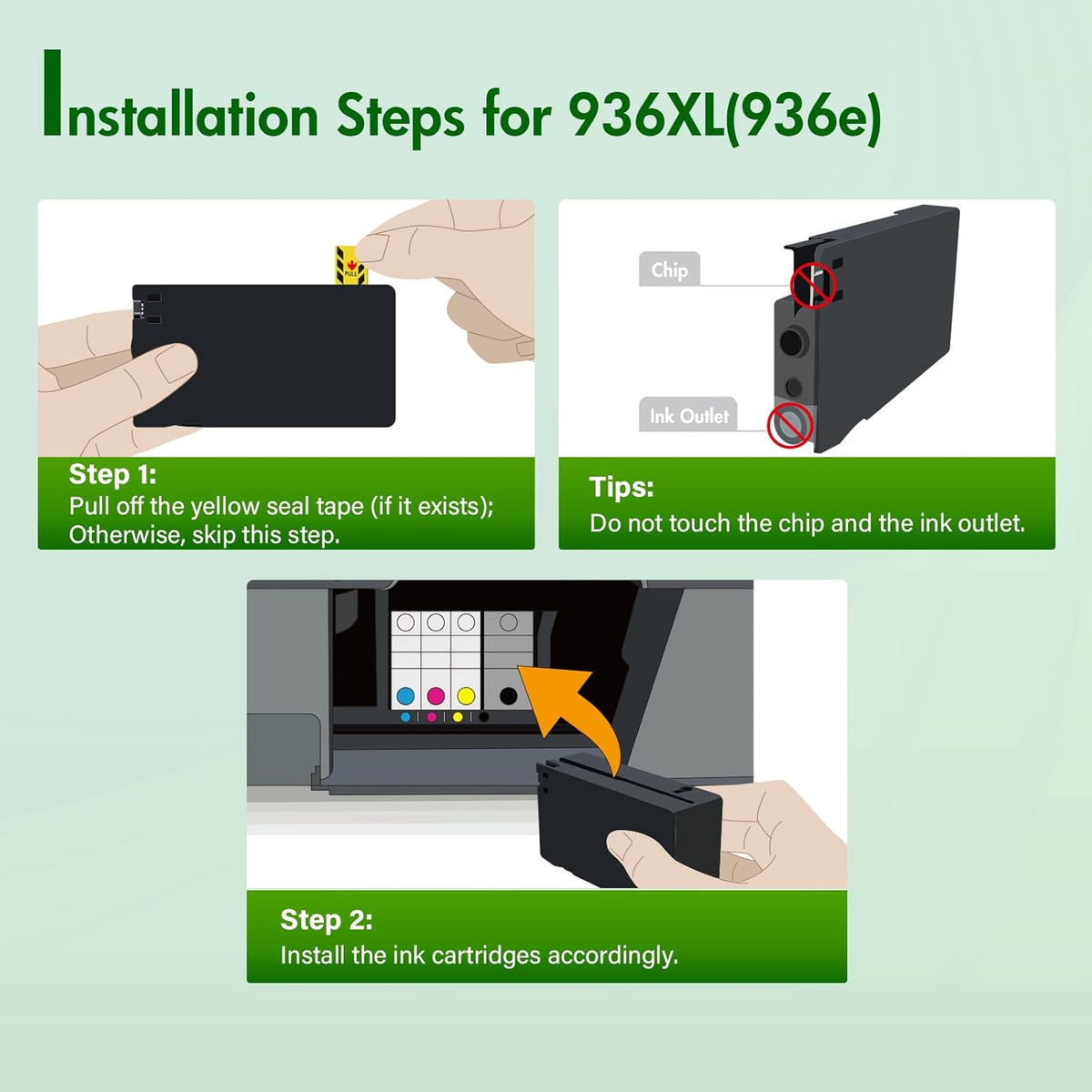 936XL 936 9125e Ink Cartridges Combo Pack: Replacement for HP 936e Ink 936XL Black and 936 Color Combo Pack for HP OfficeJet Pro 9120e 9730e 9130 9135e 9122e 9128e 9110b 9120b 9130b 9130e Printer