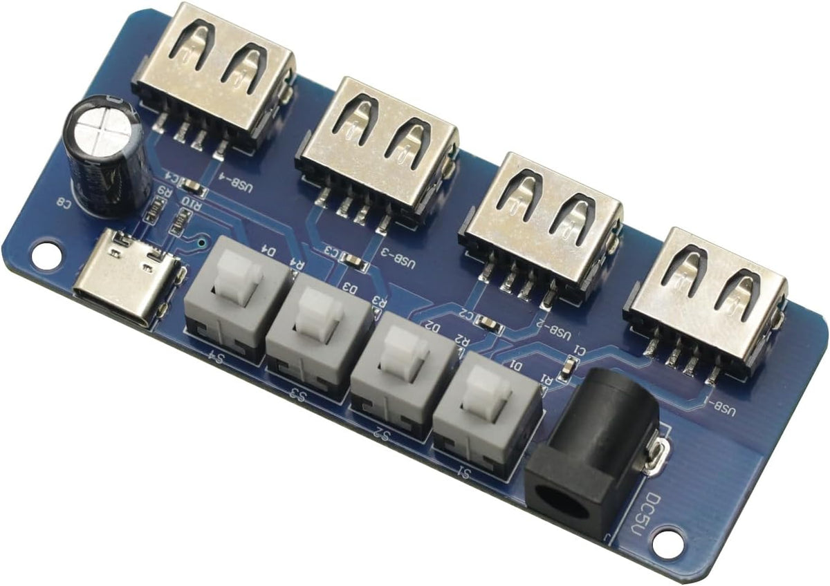 GODIYMODULES 5V 4-Way Power Expansion Module Button Control Power Supply USB Distribution Board Power Supply Hub