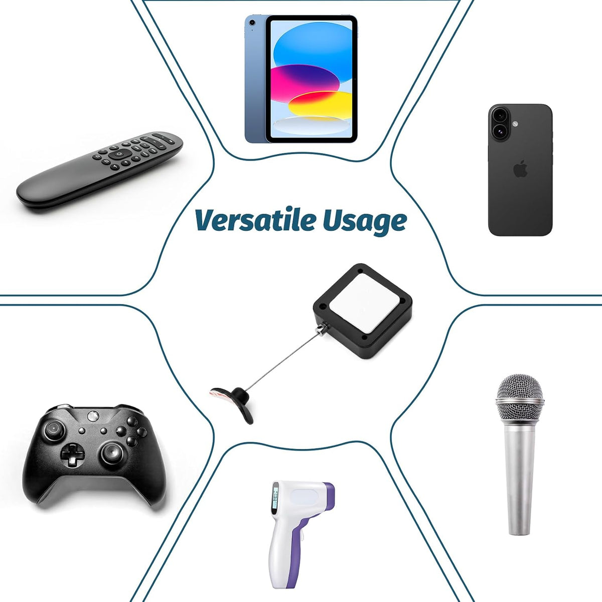 FEAMIRIA 2 Pack Retractable Remote Control Tether - Anti-Lost Remote Leash for TV Remotes, Durable Remote Tether