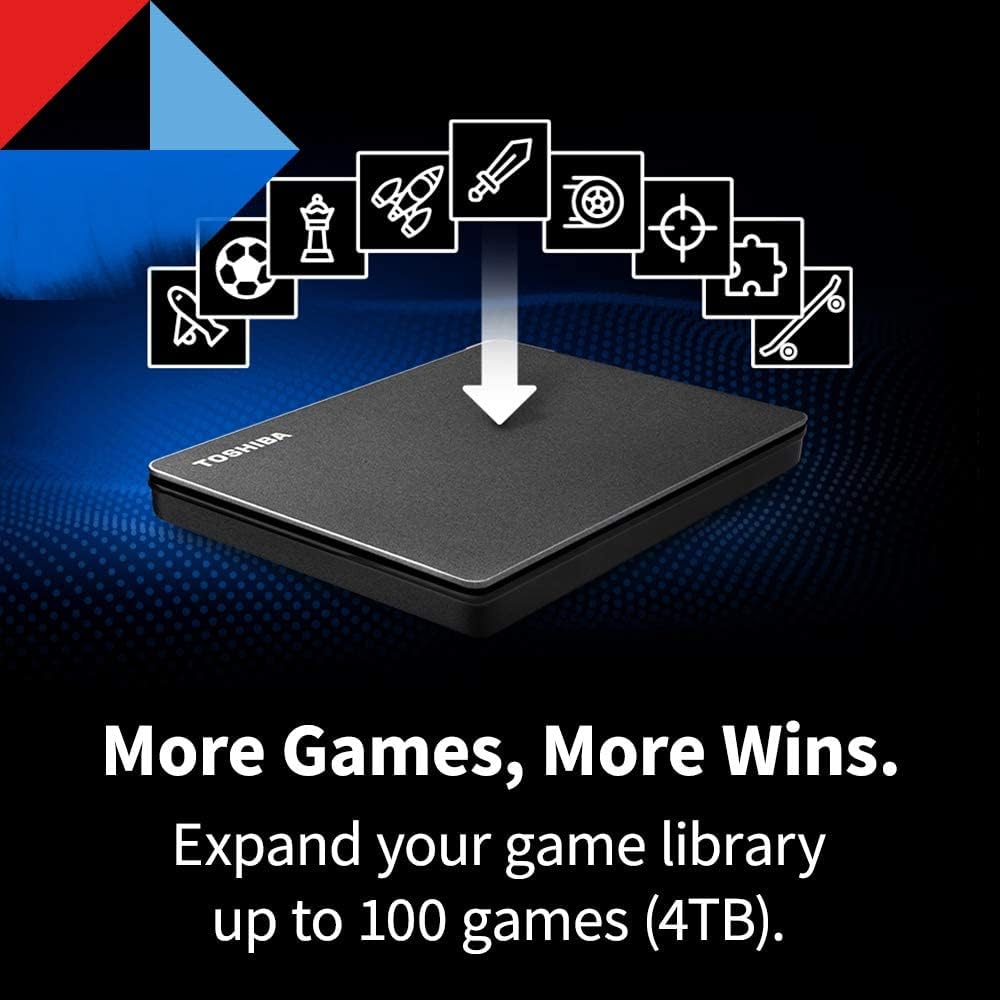 Toshiba Canvio Gaming 2TB Portable External Hard Drive USB 3.0, Black for PlayStation, Xbox, PC & Mac - HDTX120XK3AA