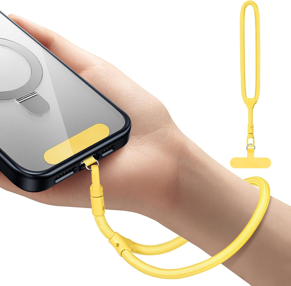 Phone Wrist Strap, Universal Adjustable Hand Wrist Strap Lanyard for iPhone 16 and Most Smartphones, Multifunctional Patch Lanyard with Phone Tether Tab for Women and Men, Yellow