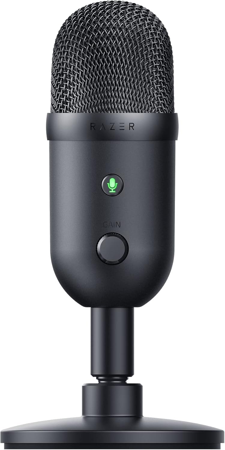 Razer Seiren V2 X USB Condenser Microphone for Streaming and Gaming on PC: Supercardioid Pickup Pattern - Integrated Digital Limiter - Mic Monitoring and Gain Control - Built-in Shock Absorber