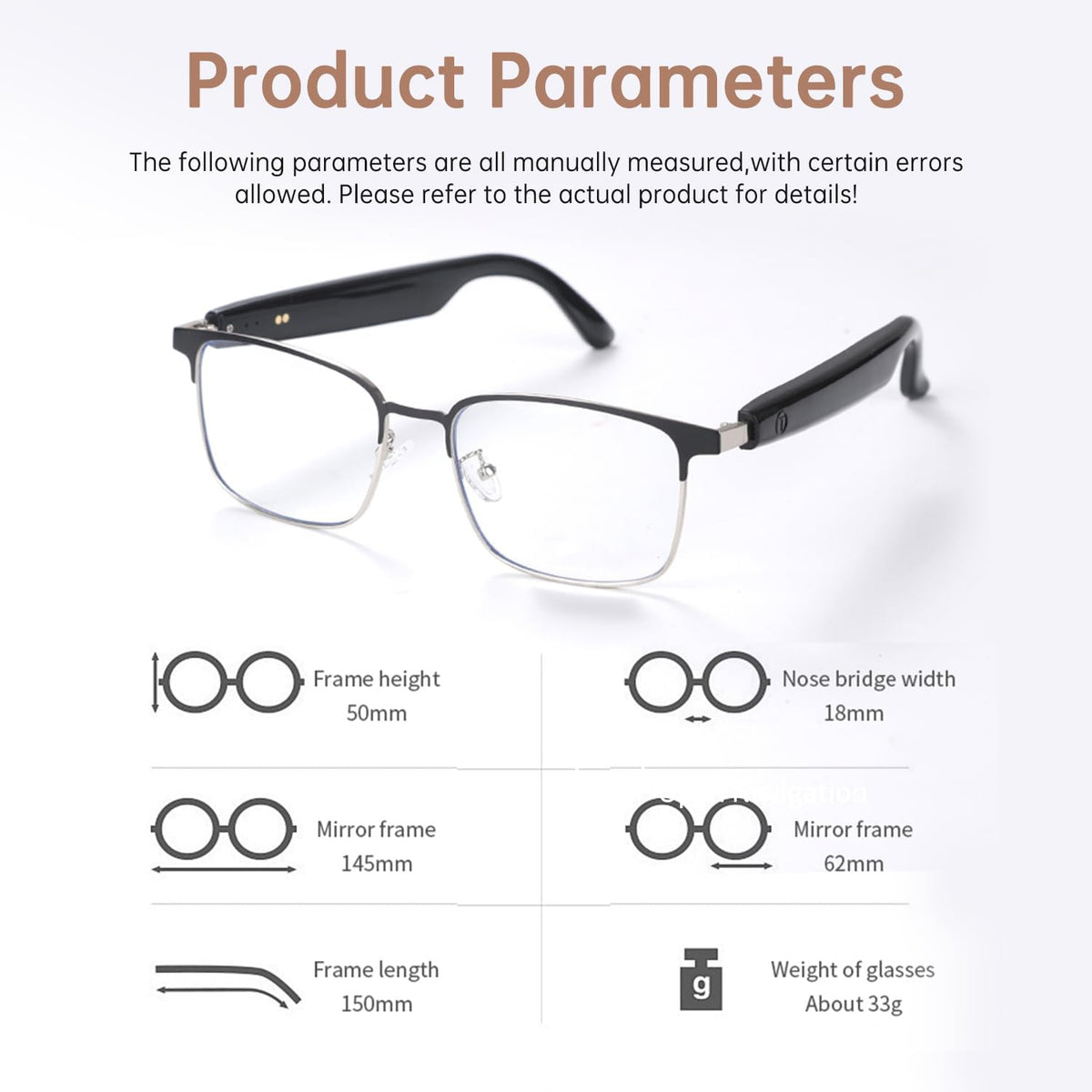 GenXenon AssistantGS06G Bluetooth Audio Smart Glasses, Blue Light Glasses for Women Men,Open Ear Sound Mic & Speakers