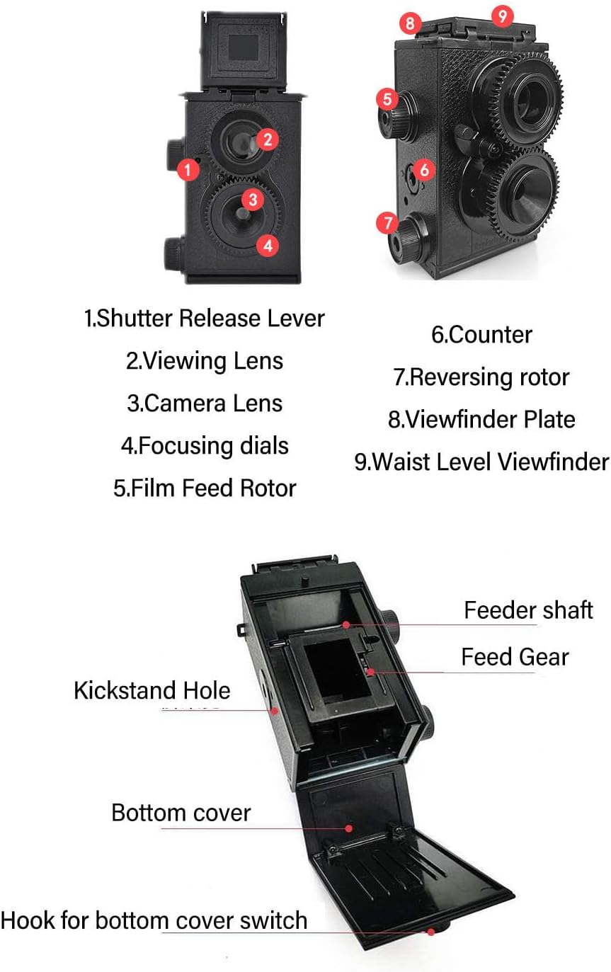 GOWENIC 35mm 47mm 35MM 135 DIY Classic Retro TLR Camera Film Twin Lens Reflex Kit, Lens Focal Length, for Film
