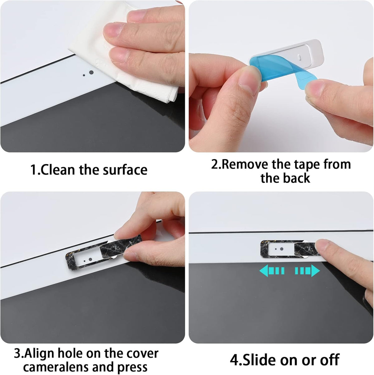 Webcam Cover, 3 Pieces, Laptop Camera Cover, Privacy Shielding Capacity is Twice as Big as The Traditional, Suitable for Computer Mobile Phones, laptops, Tablets and so on (Black Marble)