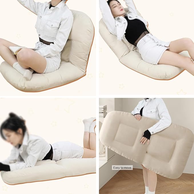 Folding Floor Gaming Chair Adjustable Memory Sponge Floor Chair with Back Support Lazy Sofa for Reading Game No Assembly Required(Light Gray)