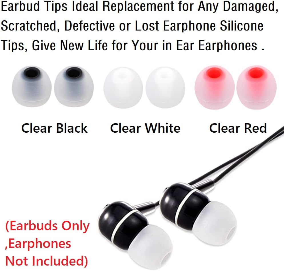 Earbud Silicone Ear Tips Replacement Earbuds Gels for Popular In-Ear Headphones Other Inner Hole 3.8mm - 5.1mm 9 Pairs S/M/L