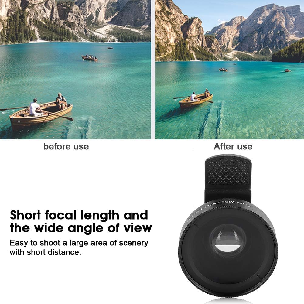 Cell Phone Lens Attachment, 2 in 1 Clip-on Mobile Phone 0.45X Wide Angle + 12.5X Macro Lens HD for Smartphone Close-up Shooting Accessories