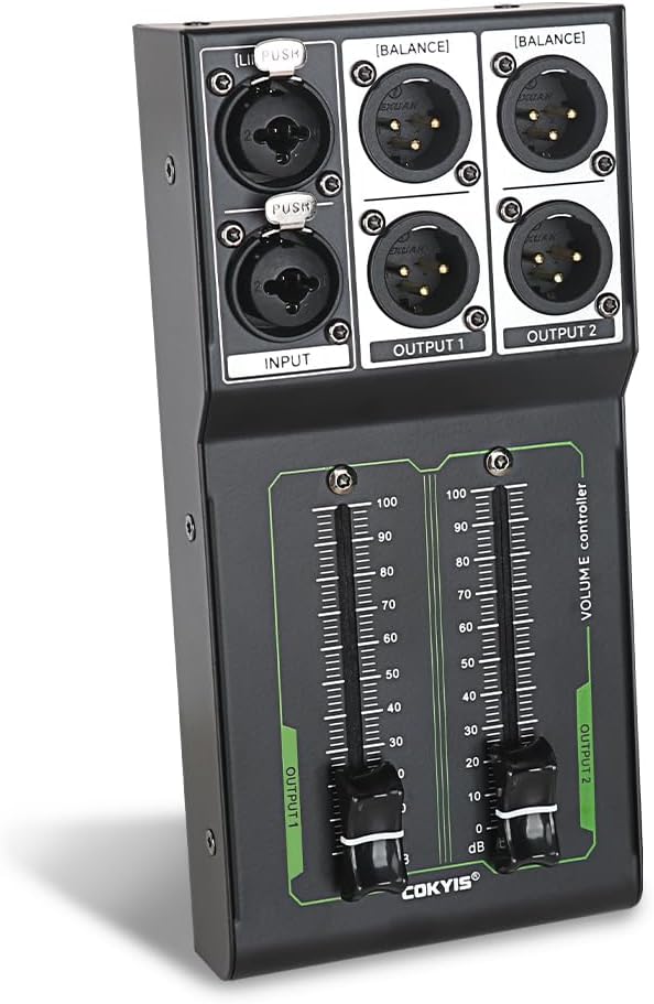 Passive Stereo Volume Controller, XLR 2 Input 2 Output Stereo Studio Controller, Plug and Play for Studio Speakers, Home Audio with Metal Interfaces, Great for Live Performance