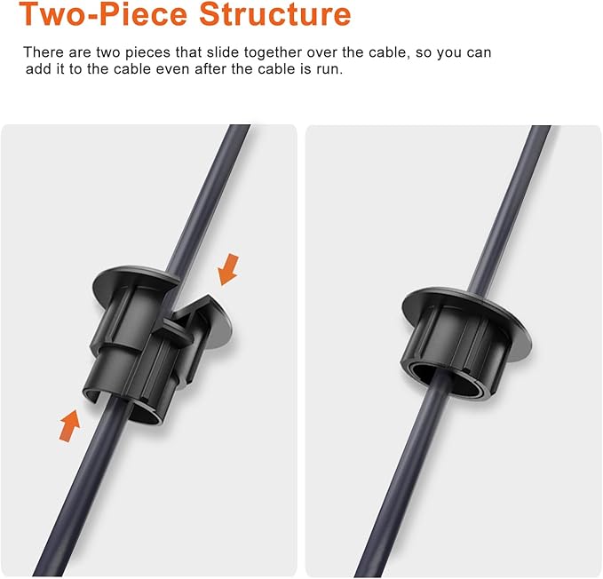 Sactulaz Wall Bushing Grommet for Starlink Dishy Router Ethernet adapter Cable, Starlink Cable Routing Kit Feed-Through for 1 inch Wall Hole and Furnitures Wire Hole (Black, 4 Pack)