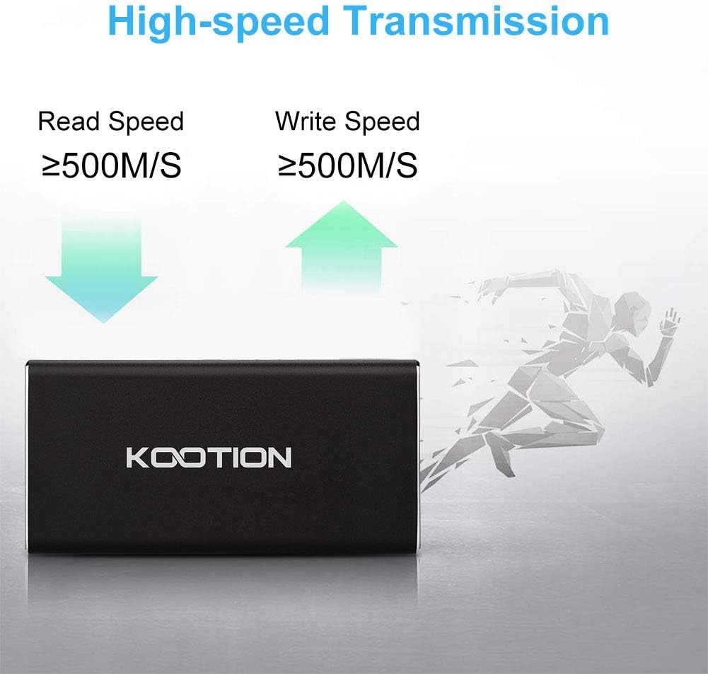 KOOTION 1TB External SSD Hard Drive USB 3.1 Type-c Ultra-Slim Portable Solid State Drive 1TB, Read up to 500MB/s & Write up to 450MB/s