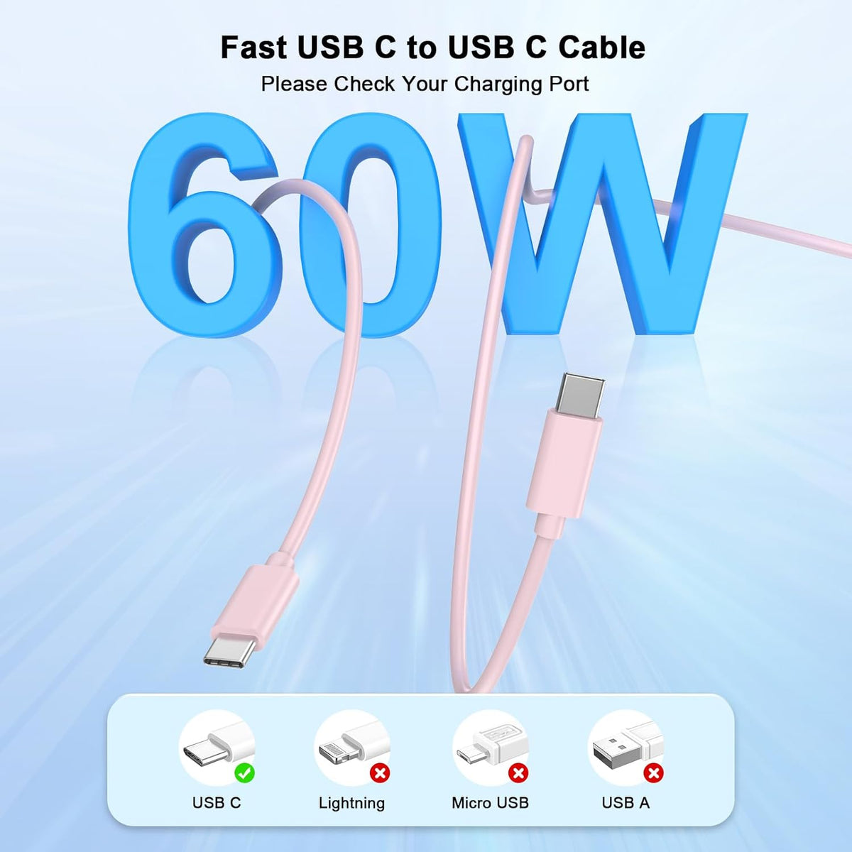Matsusho iPhone 16 15 Charger Fast Charging 10 FT, 2 Pack 20W USB C Wall Charger with 10FT Type C Charger Fast Charging Cable for iPhone 16/16 Plus/16 Pro/16 Pro Max/15/15 Pro/15 Pro Max/15 Plus, Pink