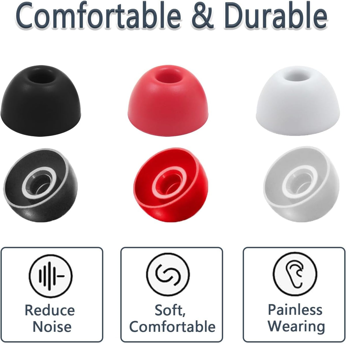 Replacement Silicone Ear Tips for Beats Fit Pro/Studio Buds/Studio Buds+ Headphone, 6 Pairs Earbuds Eartips L/M/S, Eargels Set Fit in Case, Earplug Ear Cap (Silver White with Pen)