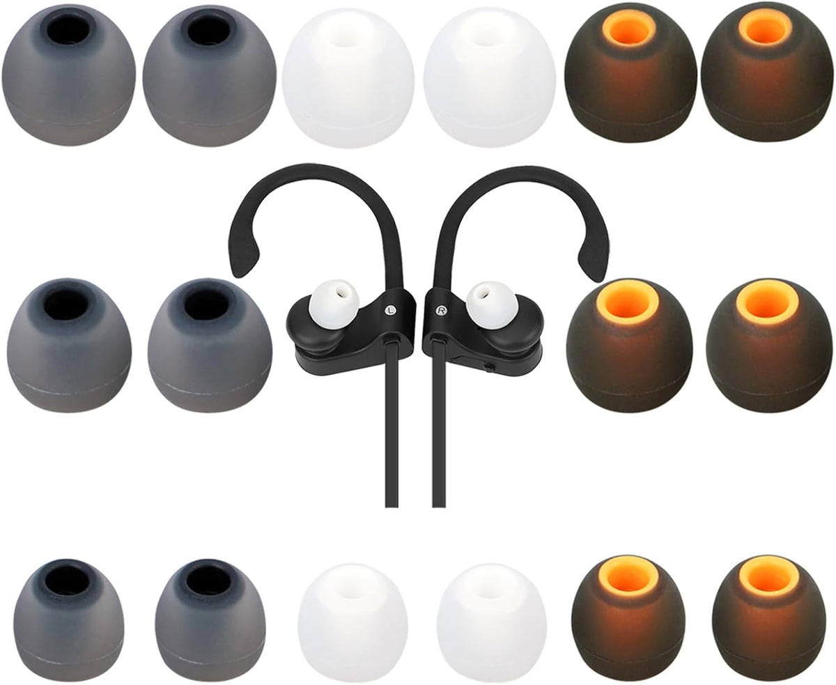 Earbud Tips Ear Bud Tips Soft Anti Slip Washable and Reusable Silicone Replacement Earbud Tips Fit Most in-Ear Earbuds(Inner Hole 3.8mm -5.1mm) 18pcs S M L