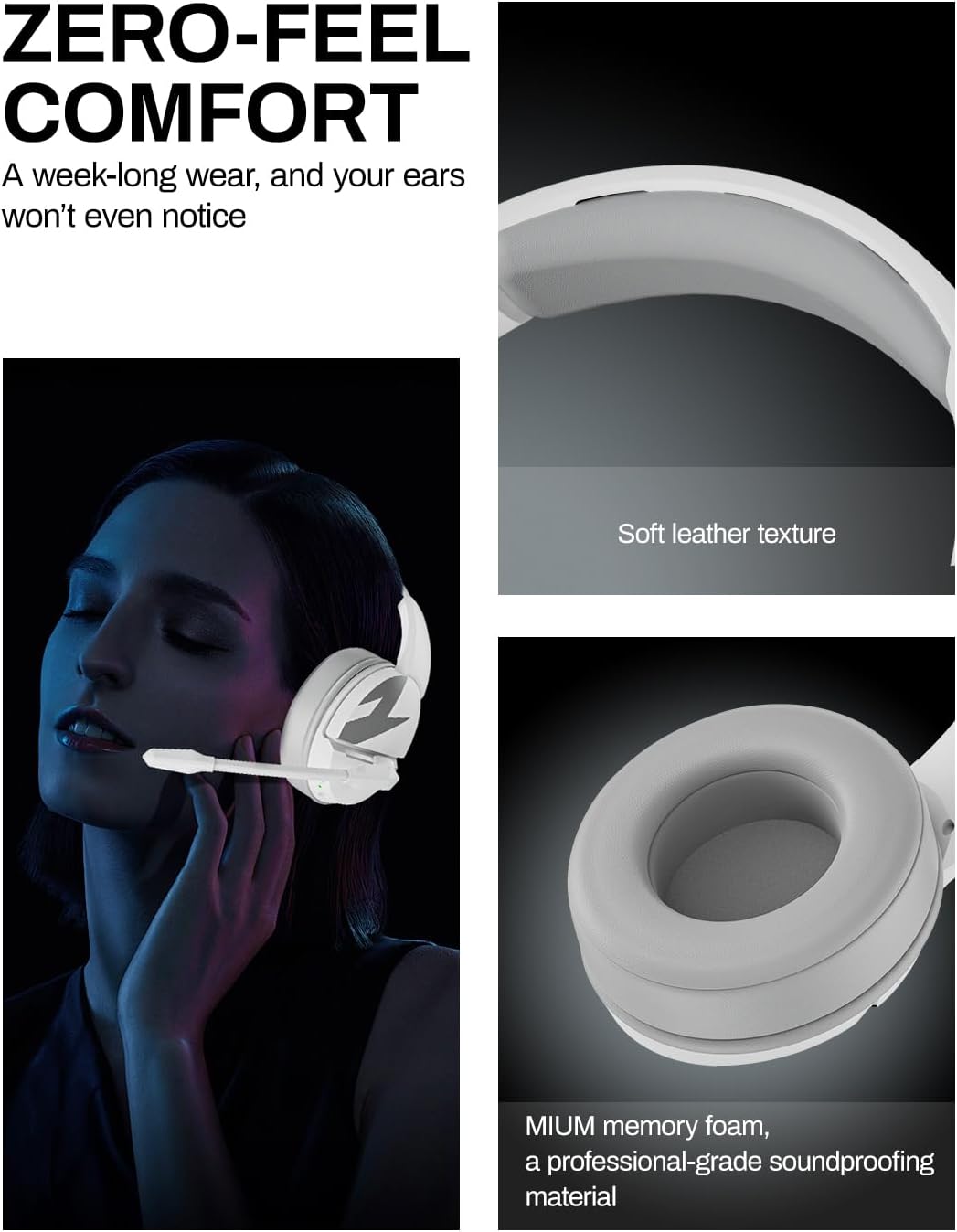 acer Wireless Gaming Headset, PS5 Headset with 2.4GHz for Ps5, Ps4, PC, Switch, Bluetooth 5.3 + 100Hrs Gaming Headphones with Noise Canceling Mic for Laptop, Mobile, Mac, 50mm Drivers (White)
