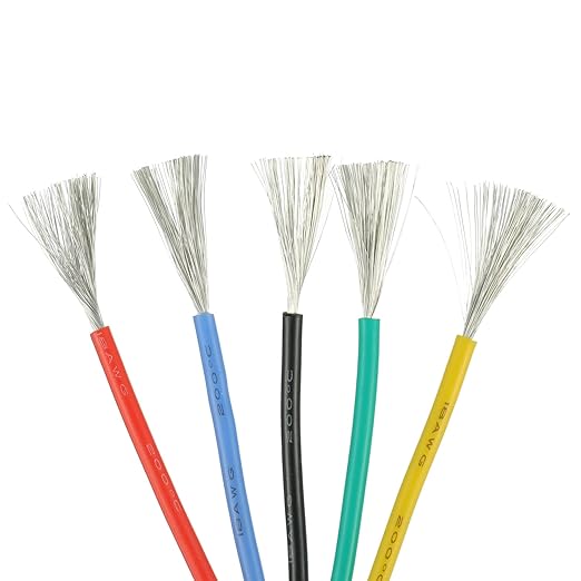 BOJACK 18 AWG Flexible Silicone Wire Electric Wire Hook up Wire Kit 300V Cables with Plus 20 φ3mm Heat Shrink Tubings and a Mini Wire Stripper(5 Colors 16.4Ft Each Color, 18AWG)