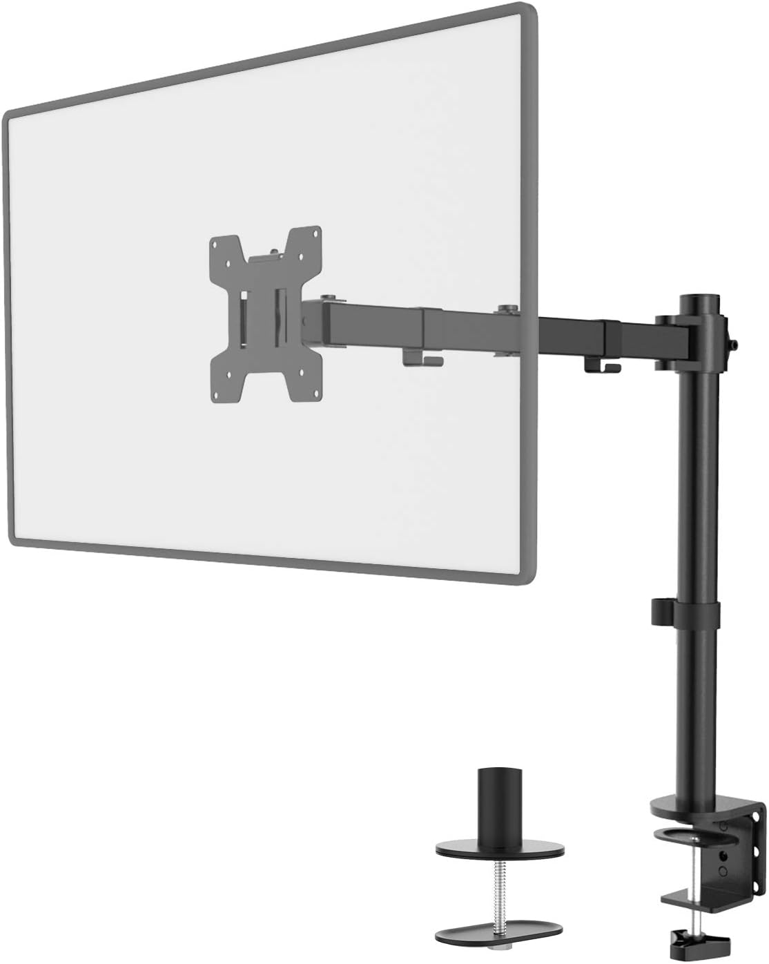 WALI Single Monitor Mount, Single Monitor Arm Desk Mount,Desk Monitors Stand, Holds Screen Up to 32inch, 22lbs, Adjustable Mount with C-CLAMP Designed for Home Office Application(M001), Black