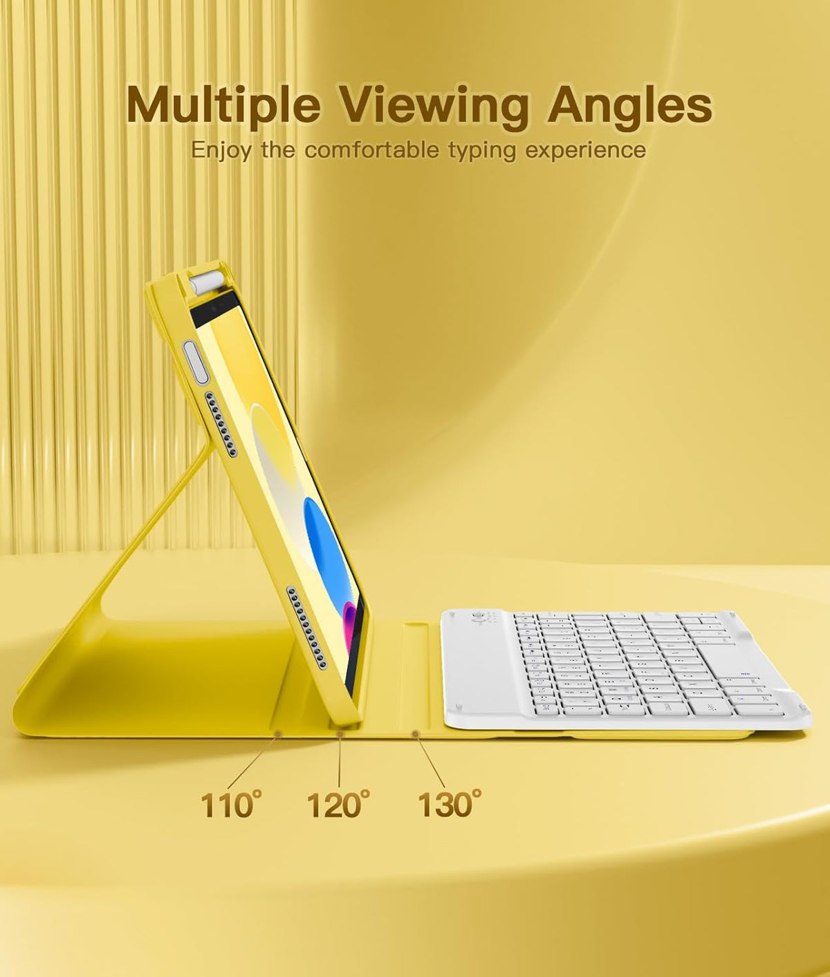 for iPad 10th Generation Case with Keyboard 10.9 Inch 2022/iPad (A16) 11th Gen 11 Inch 2025 - Magnetic Detachable Keyboard, Stain Proof Cover, Smart Folio Case with Pencil Holder - Yellow