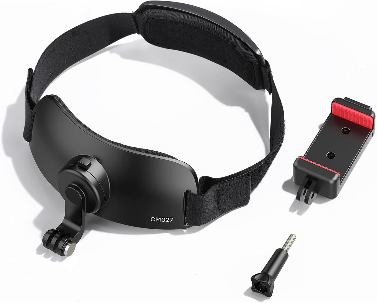 ULANZI CM027 Phone Head Strap Mount Support Vertical Shots for iPhone, GoPro Hero 12 11 10 9 8 7 6 5 4 Session 3+ 3 2 1 Max, DJI Osmo Action, Insta360, Action Cameras Head Mounted Phone Holder