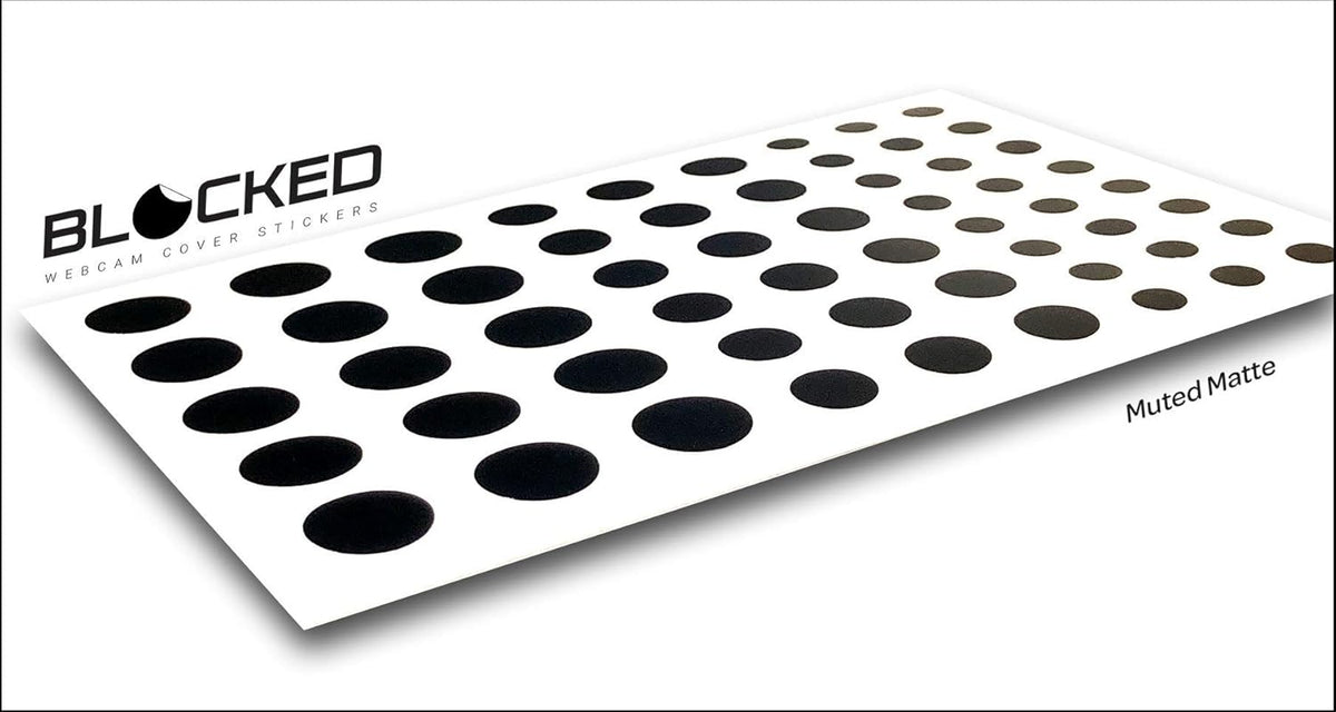 BLOCKED Stackable Webcam/Camera Vinyl Covers | 57 Low-Tack Restickable Webcam Sticker | 3-Sizes | Black 57-Pack (Muted Matte)