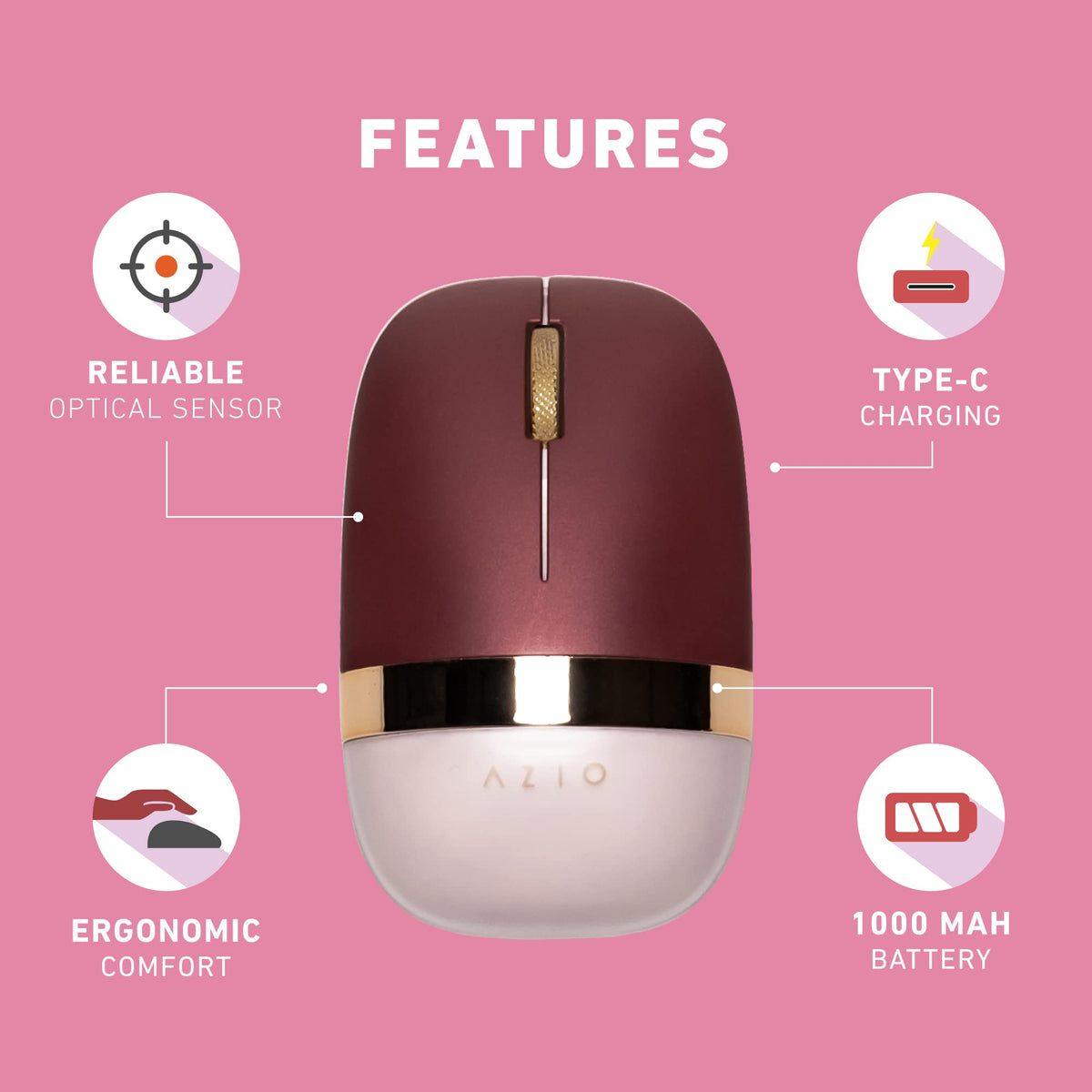 Azio IZO Mouse, Baroque Rose (IM106)