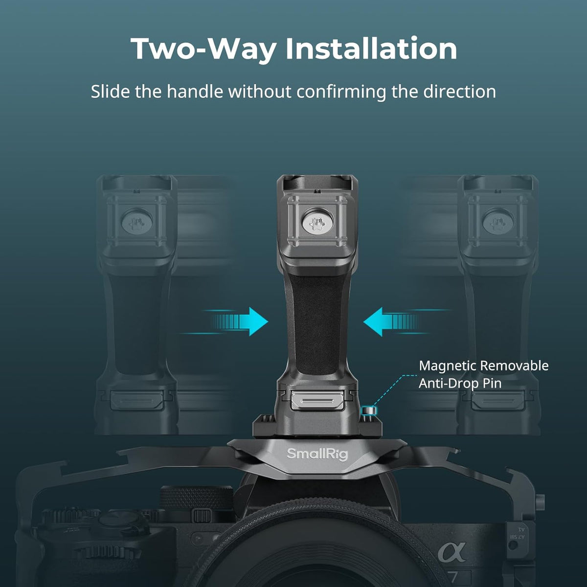 SmallRig Quick Release Top Handle with Quick Release Slider, Two-Way Smooth Installation, Ergonomic Design, 15kg Max. Load, Built-in Multiple Mounting Points, HawkLock H21-4483