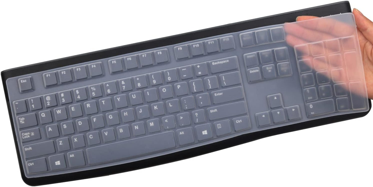 MUBUY Keyboard Cover Skin Protector for Logitech MK120 K120 Wired Keyboard, Keyboard Protective Skin US Layout (NOT Fit Other Model Keyboards)-Clear